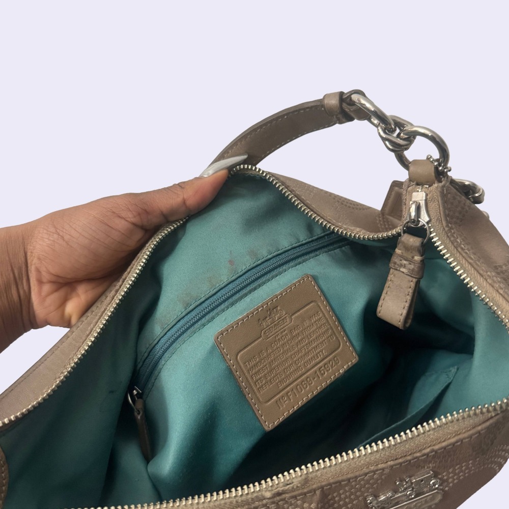 Coach Madison Tan Jacquard Hobo Shoulder Bag Designer Purse vintage bag y2k bag‎ - Picture 4 of 4